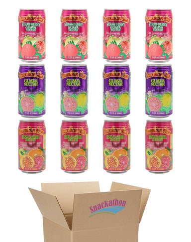 Hawaiian Sun Drinks, Guava Variety Pack, 3 Flavors, 4 Cans per Flavor, Total 12 Cans Snackathon Guava - 3 Flavors Pack of 12 