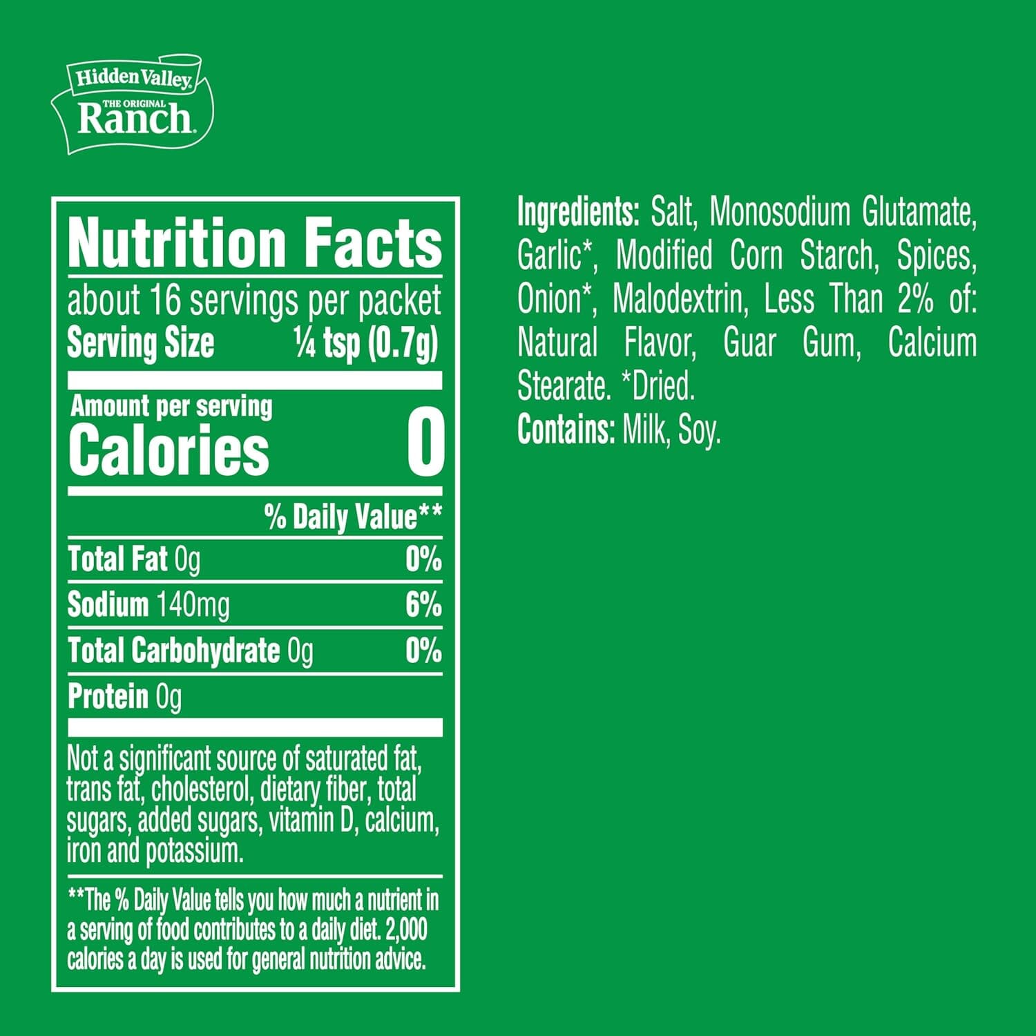Hidden Valley Buttermilk Ranch Dressing and Seasoning Mix, Non Fat Gluten Free, 0.4 oz Hidden Valley 