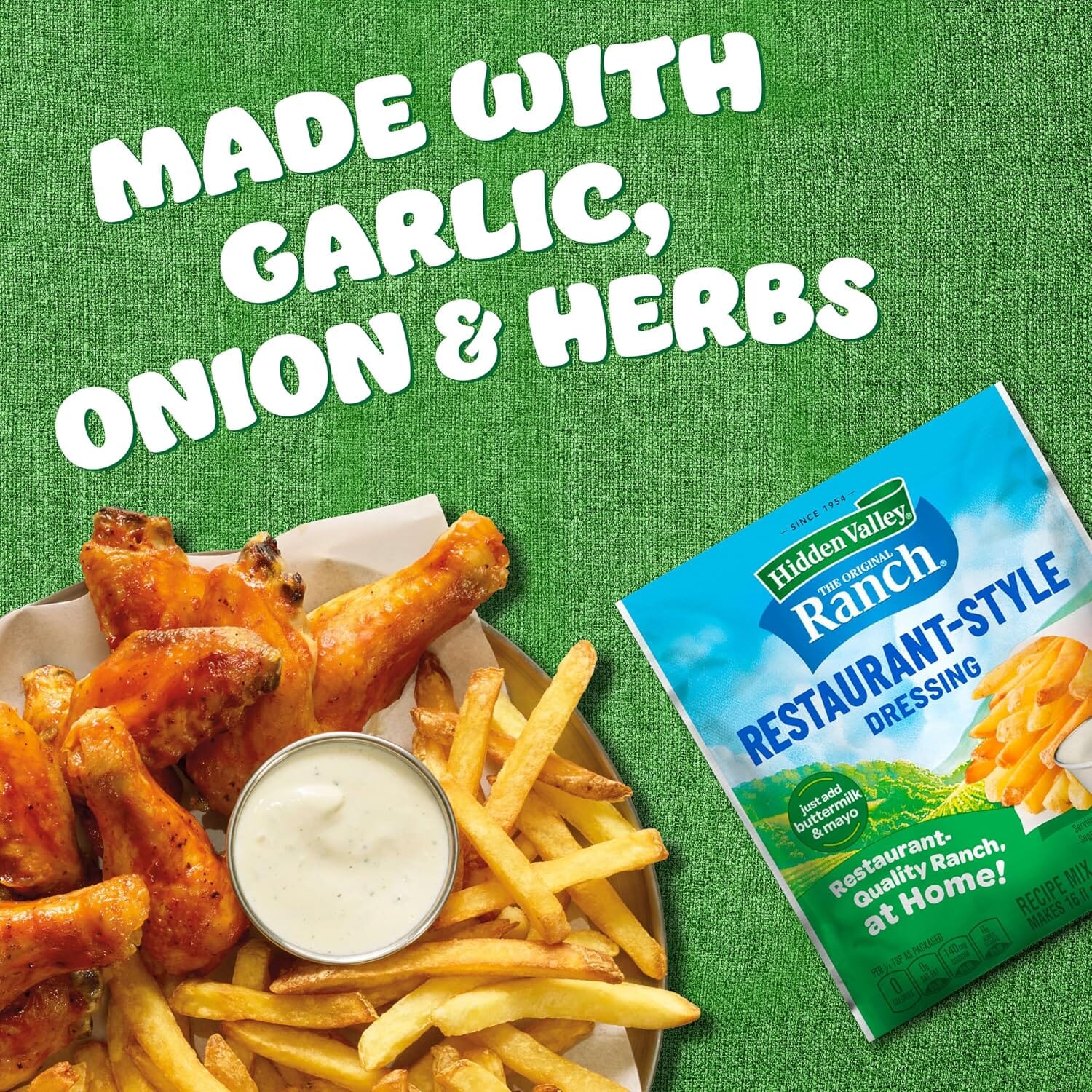 Hidden Valley Buttermilk Ranch Dressing and Seasoning Mix, Non Fat Gluten Free, 0.4 oz Hidden Valley 
