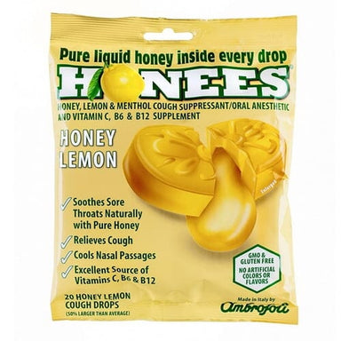 Honees Honey Lemon Cough Drops, 20 Drops Each Pack of 1 Honees 