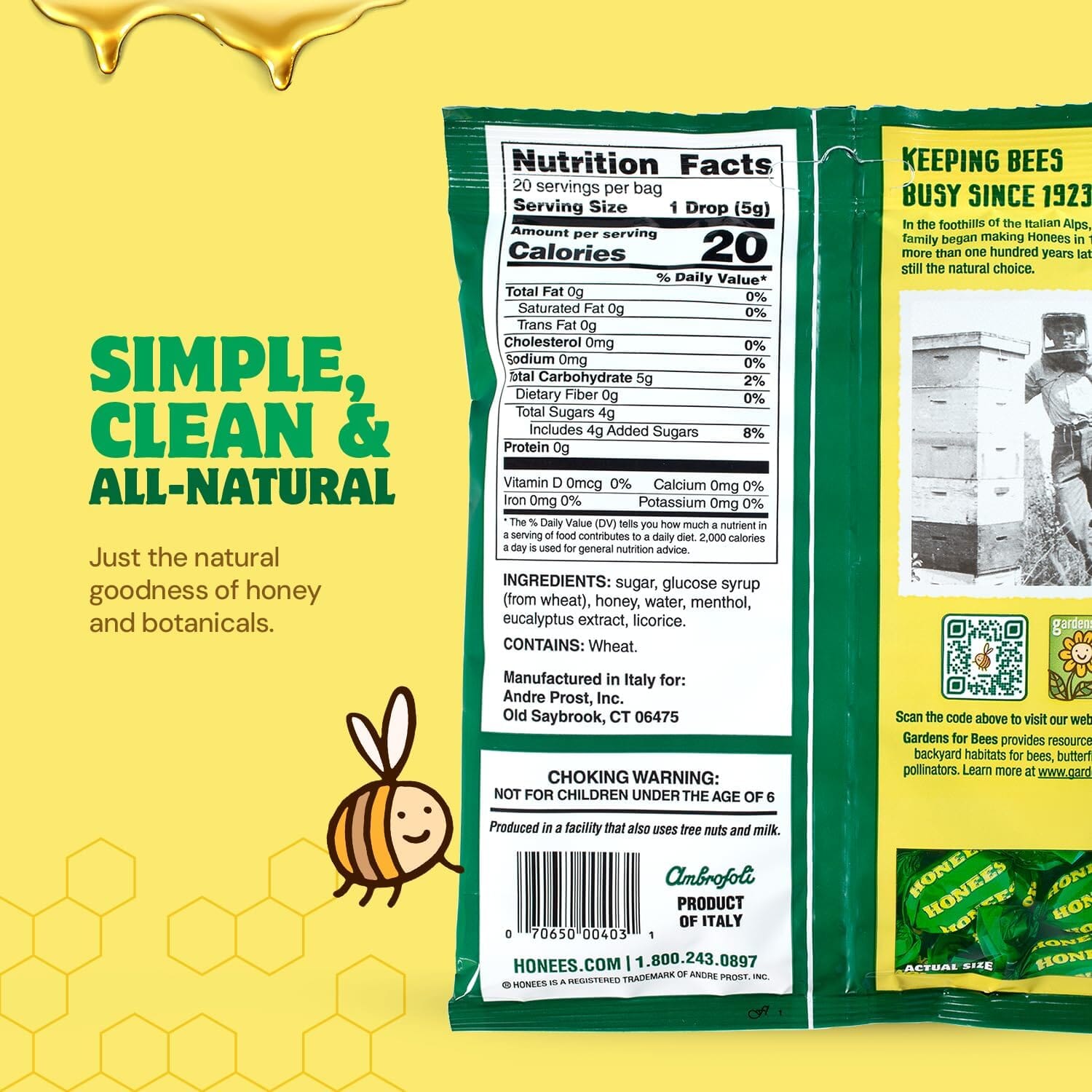 Honees Honey Menthol Cough Suppressant/Oral Anesthetic Drops Honees 