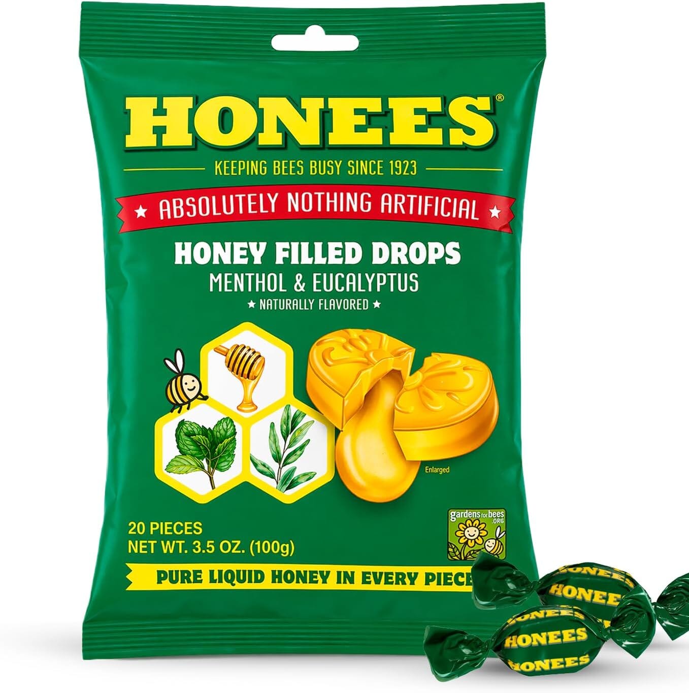 Honees Honey Menthol Cough Suppressant/Oral Anesthetic Drops Honees Pack of 1 
