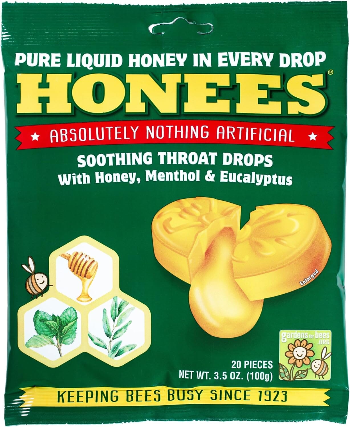Honees Soothing Throat Drops, 20 Piece Honees 3.5 Ounce 