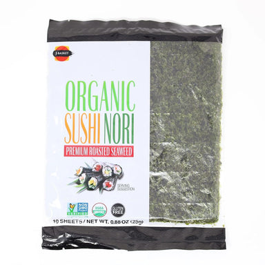 J-BASKET Organic Sushi Nori Premium Roasted Seaweed, 10 Sheets J Basket Full Sheet 10 Sheets 