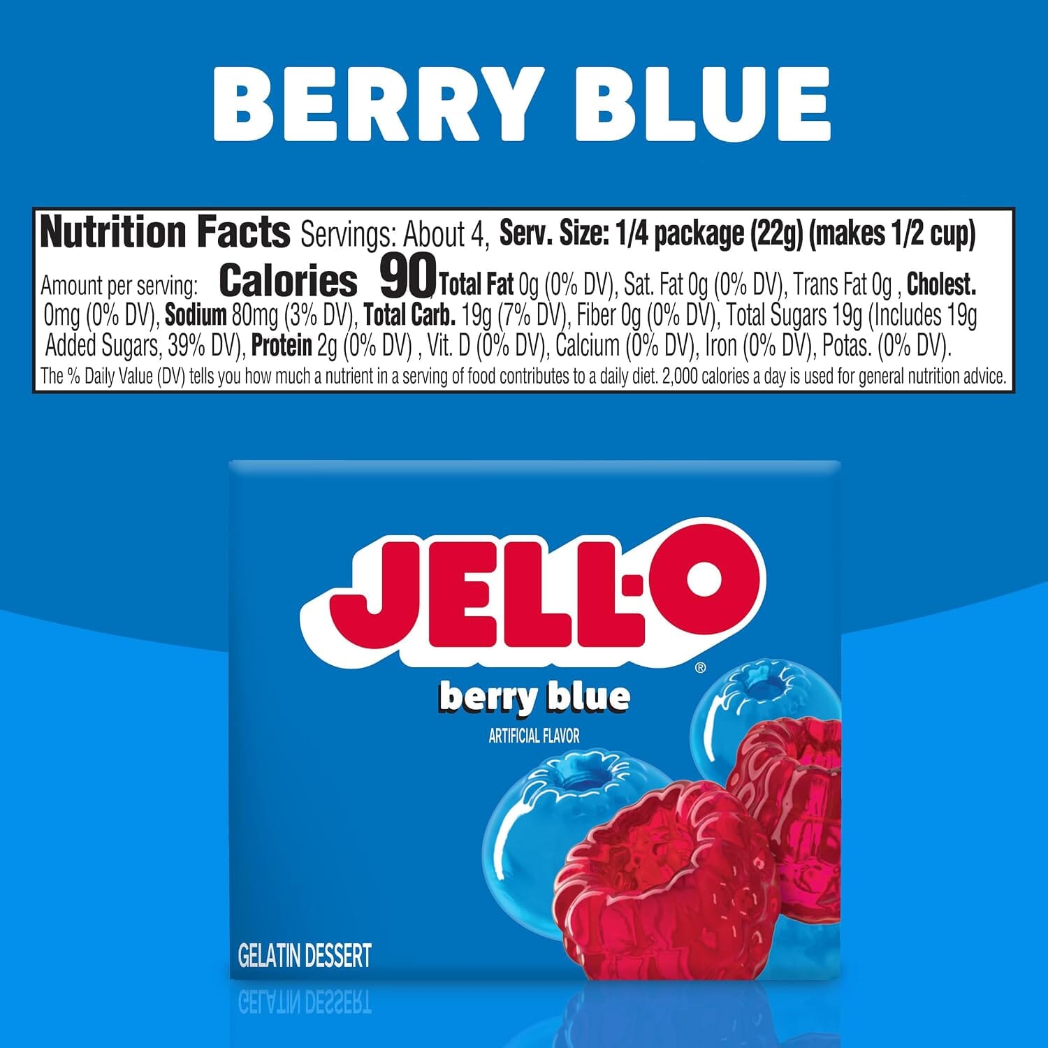 Jell-O Berry Blue Flavor Gelatin Dessert, 3 Ounce Jell-O 