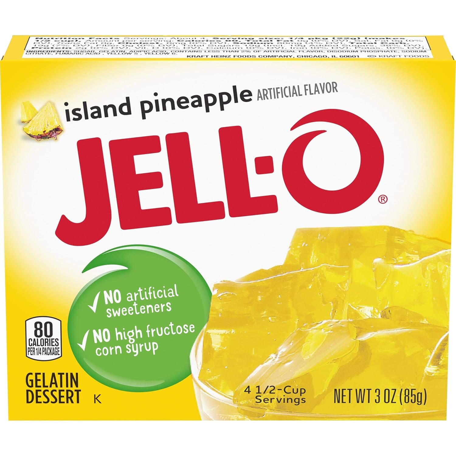 Jell-O Island Pineapple Flavor Gelatin Dessert, 3 Ounce Pack of 1-13812778 Snackathon Foods 