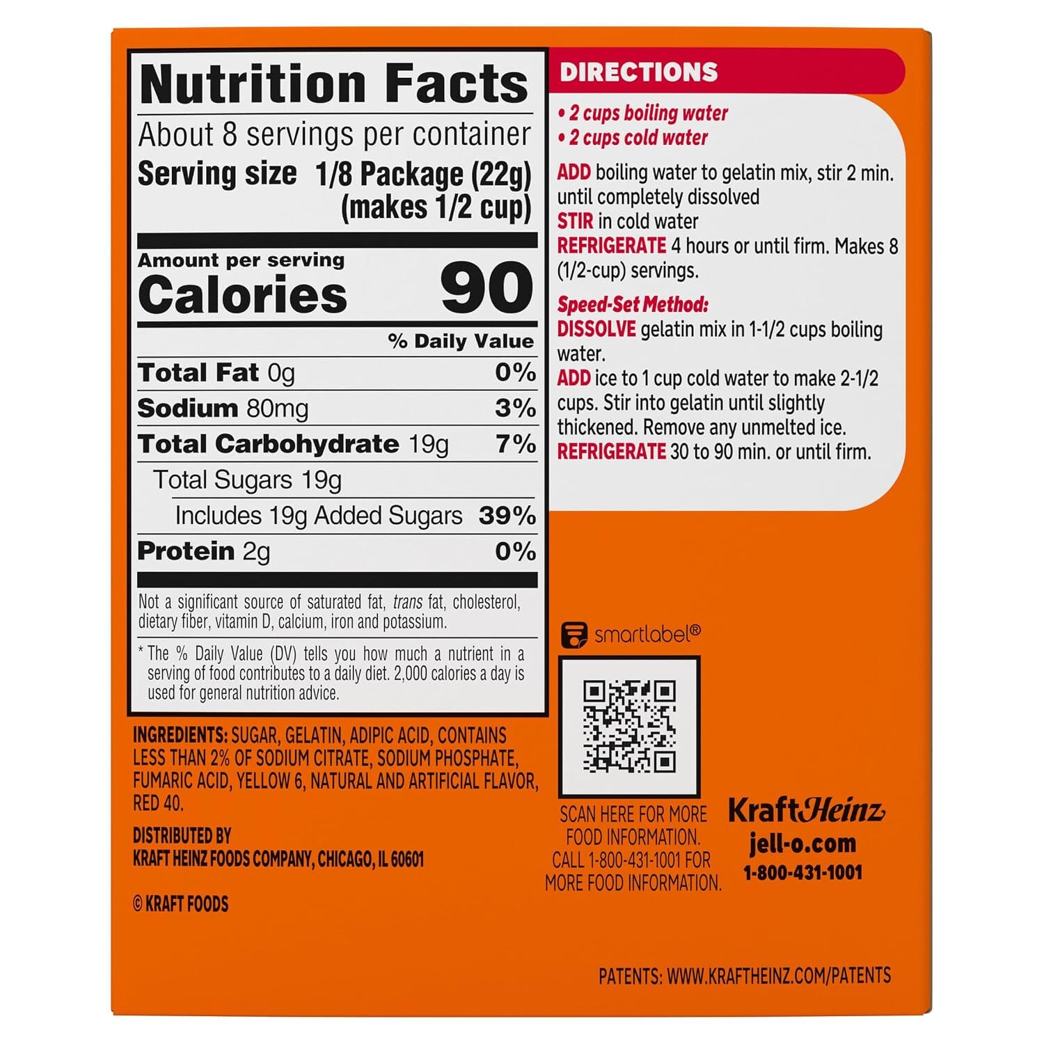 Jell-O Orange Flavor Gelatin Dessert, 6 Ounce Jell-O 