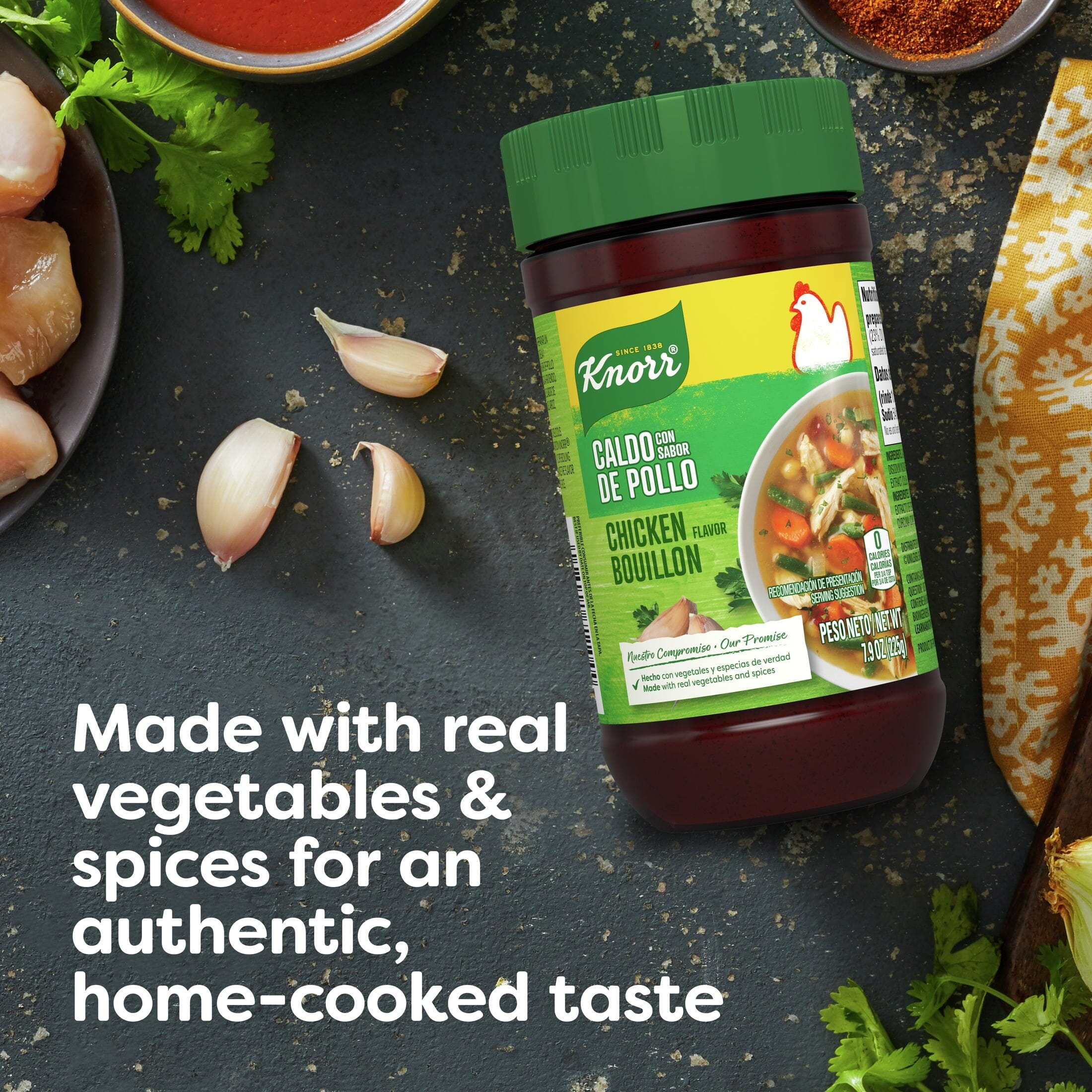 Knorr Granulated Bouillon Chicken Flavor Cholesterol-Free Powder, 7.9 oz Jar Knorr 