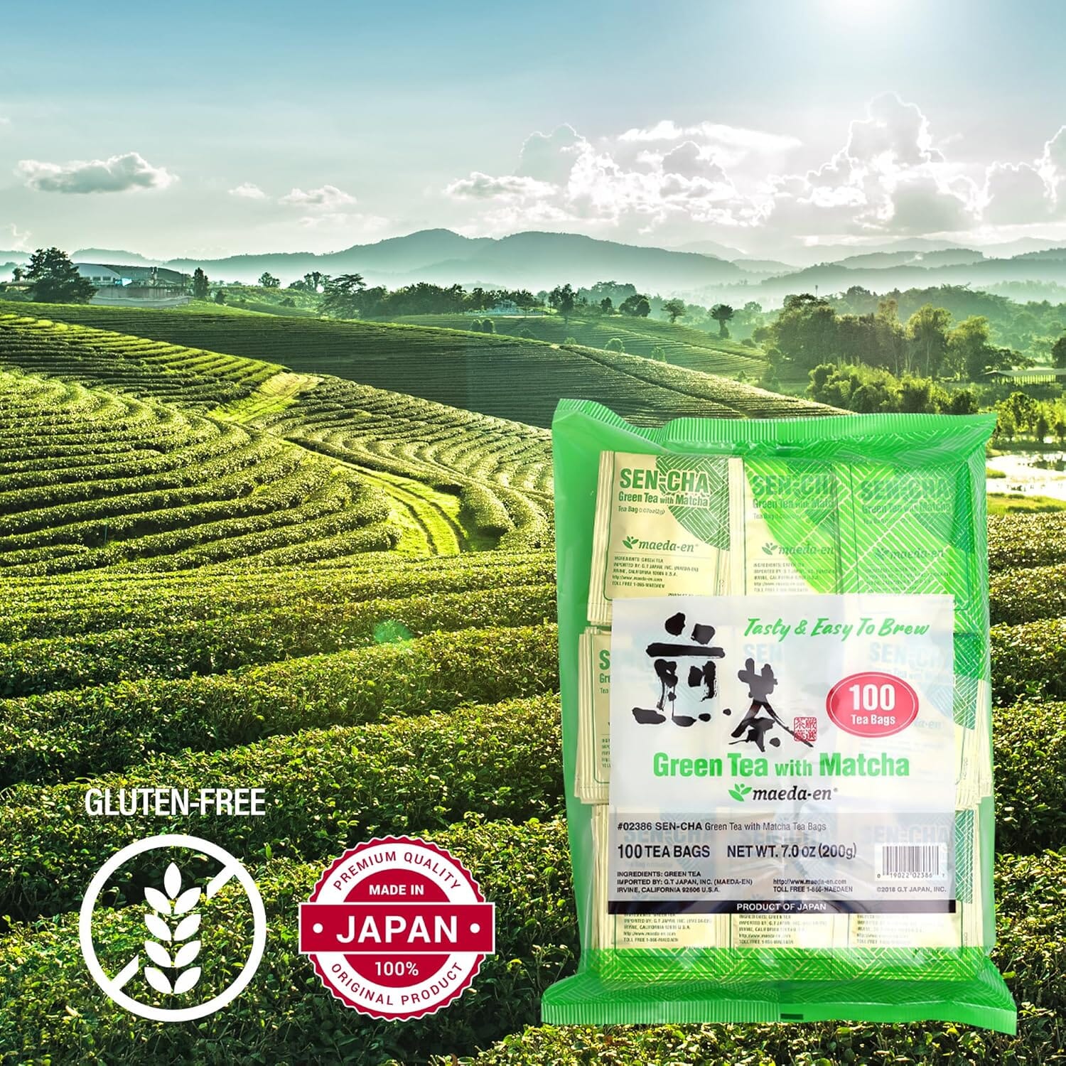 Maeda-en Matcha Green Tea Bags, 7 OZ - Bulk Pack 100 Count Maeda-en 