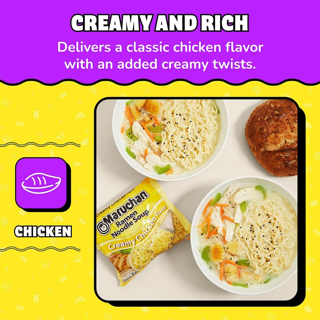 Maruchan Creamy Chicken Flavor Ramen Noodles, 3 Ounces (Pack of 24) Maruchan 