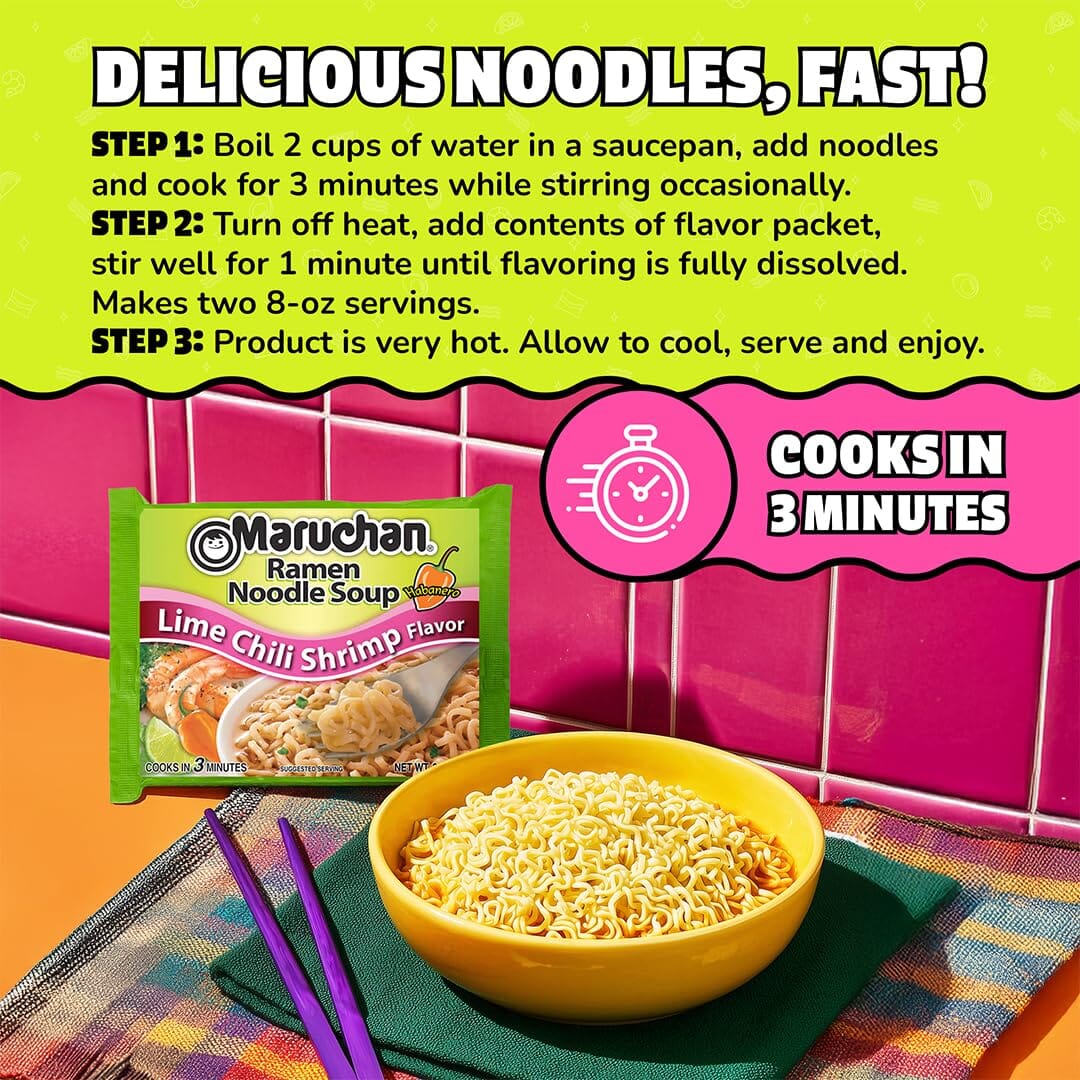 Maruchan Ramen, Lime Chili Shrimp, 3 Ounce Maruchan 
