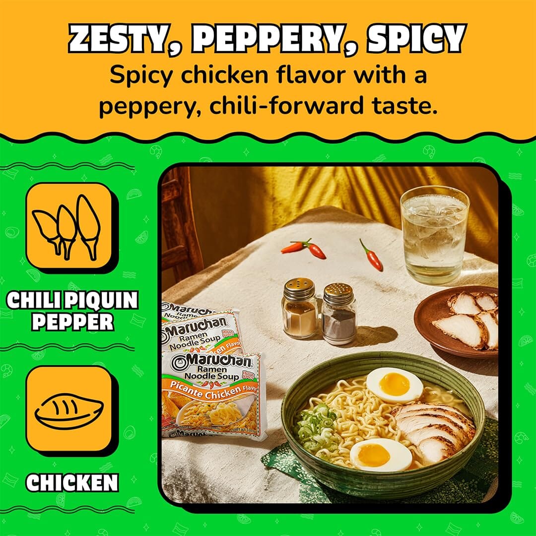 Maruchan Ramen, Picante Chicken, 3 Ounce Snackathon 
