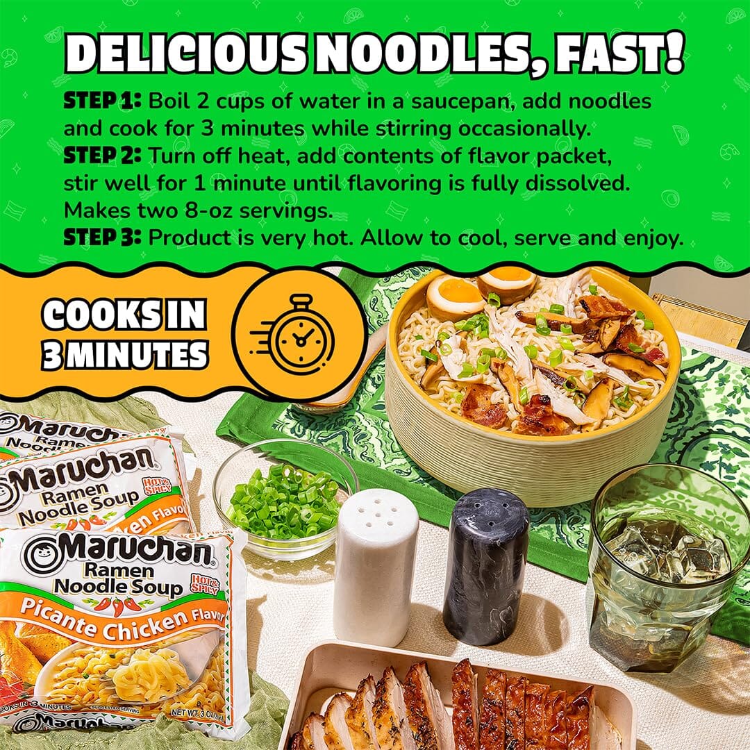 Maruchan Ramen, Picante Chicken, 3 Ounce Snackathon 