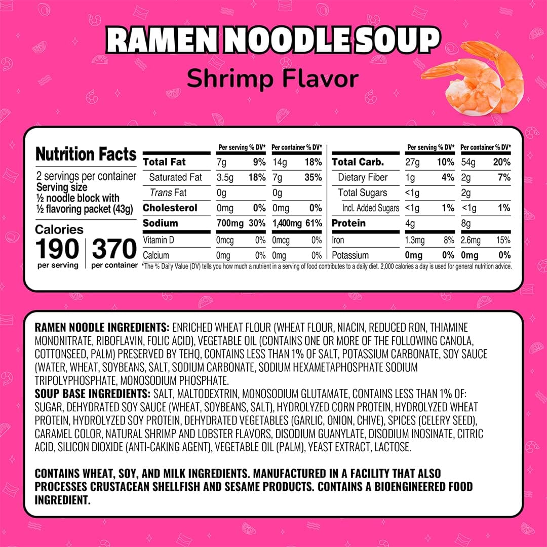 Maruchan Ramen Shrimp Flavor Noodle Soup, 3 Ounce Maruchan 