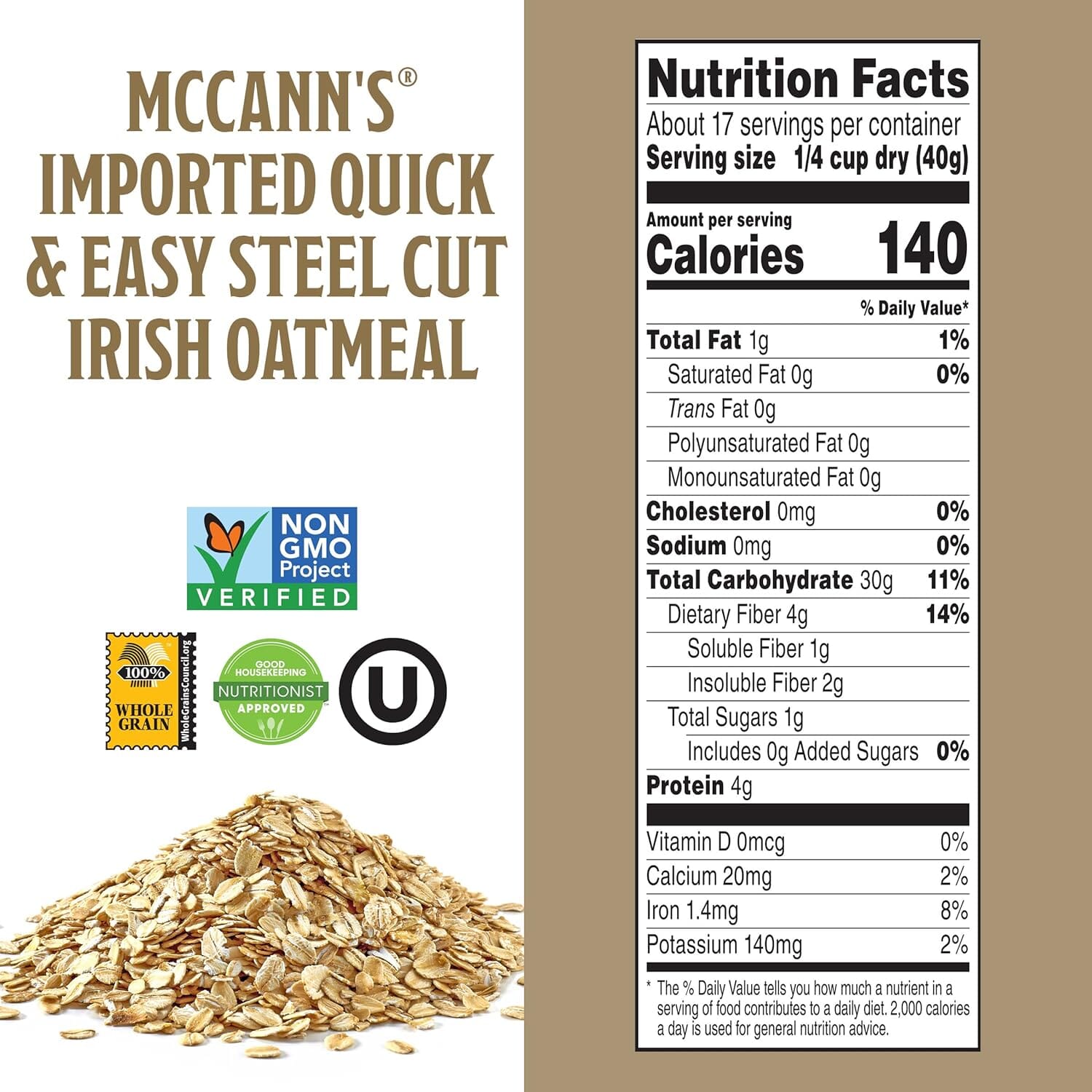 McCann's Steel Cut Irish Oatmeal, Quick & Easy, 24 Ounce Mccanns 