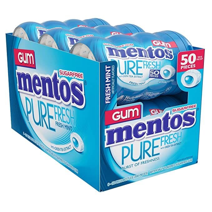 Mentos Gum Sugar Free, Pure Fresh Mint, 50 Piece Mentos 50 PC-6 Count 
