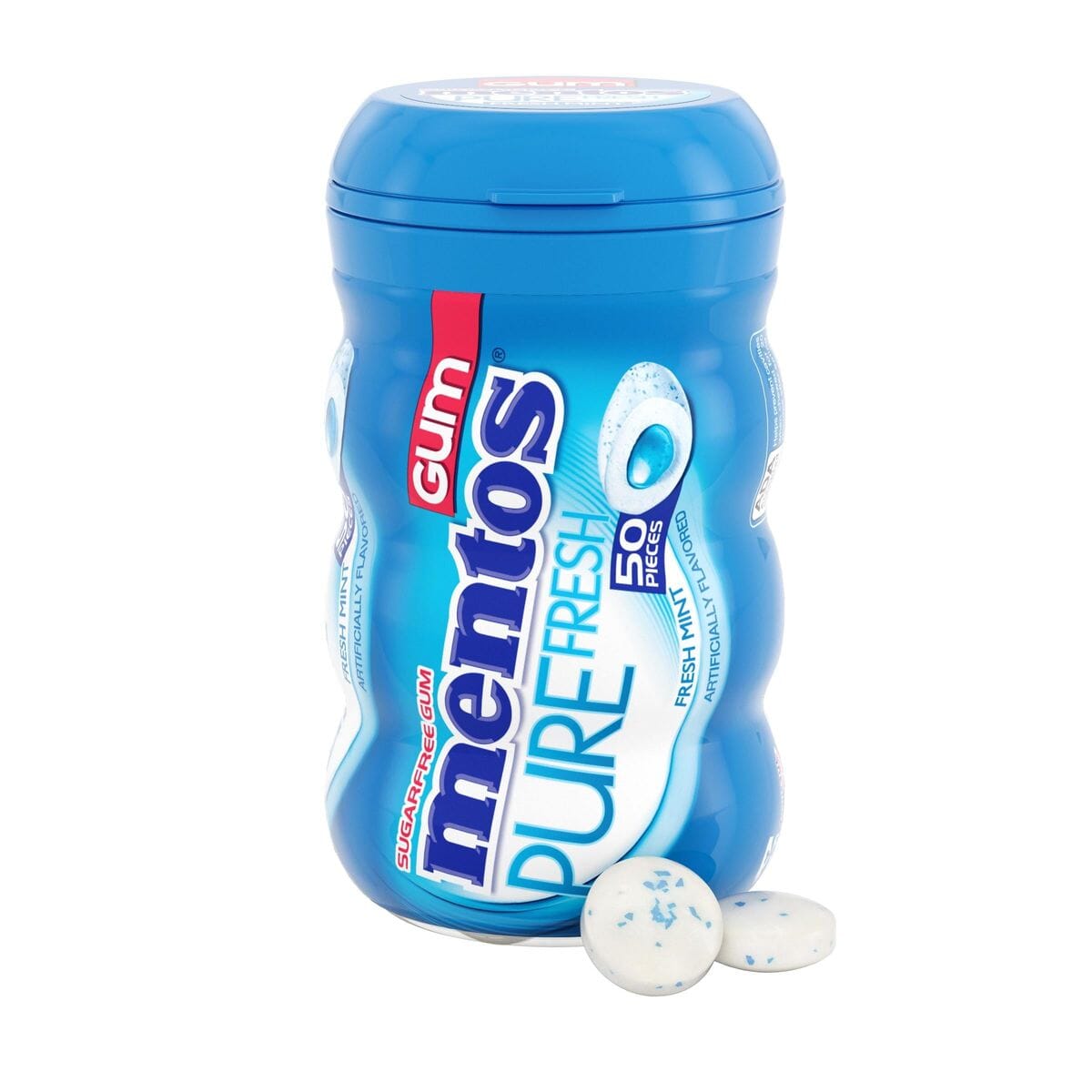 Mentos Gum Sugar Free, Pure Fresh Mint, 50 Piece Mentos 50 Piece Bottle 