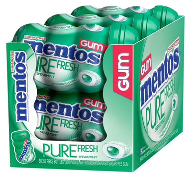 Mentos Gum Sugar Free, Pure Fresh Spearmint, 50 Piece Mentos 50 PC-6 Count 