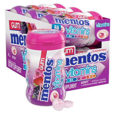Mentos Gum Sugar Free, Vitamins Berry, 45 Piece Mentos 45 PC-6 Count 