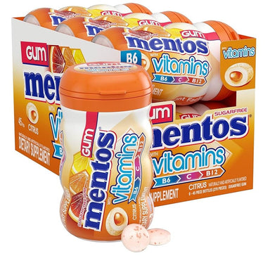 Mentos Gum Sugar Free, Vitamins Citrus, 45 Piece Mentos 45 PC-6 Count 