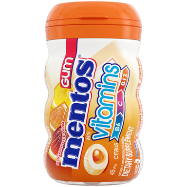 Mentos Gum Sugar Free, Vitamins Citrus, 45 Piece Mentos 45 Piece bottle 