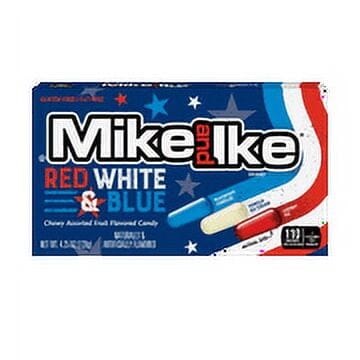 Mike and Ike Red, White and Blue 4.25 oz. Theater Box Just Born Pack of 1 