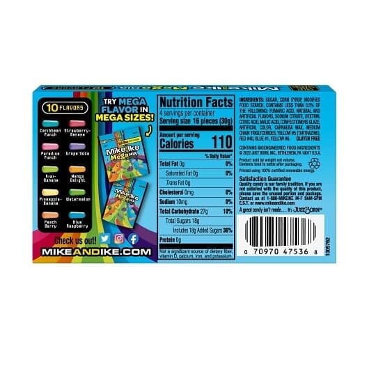 Mike & Ike Chewy Candy, Theater Box Variety Pack, 4 Flavors (Original, Mega, Tropical, Berry), 3 Boxes each Flavor, 12 Boxes Total, 4.25 Ounce each Box Snackathon 