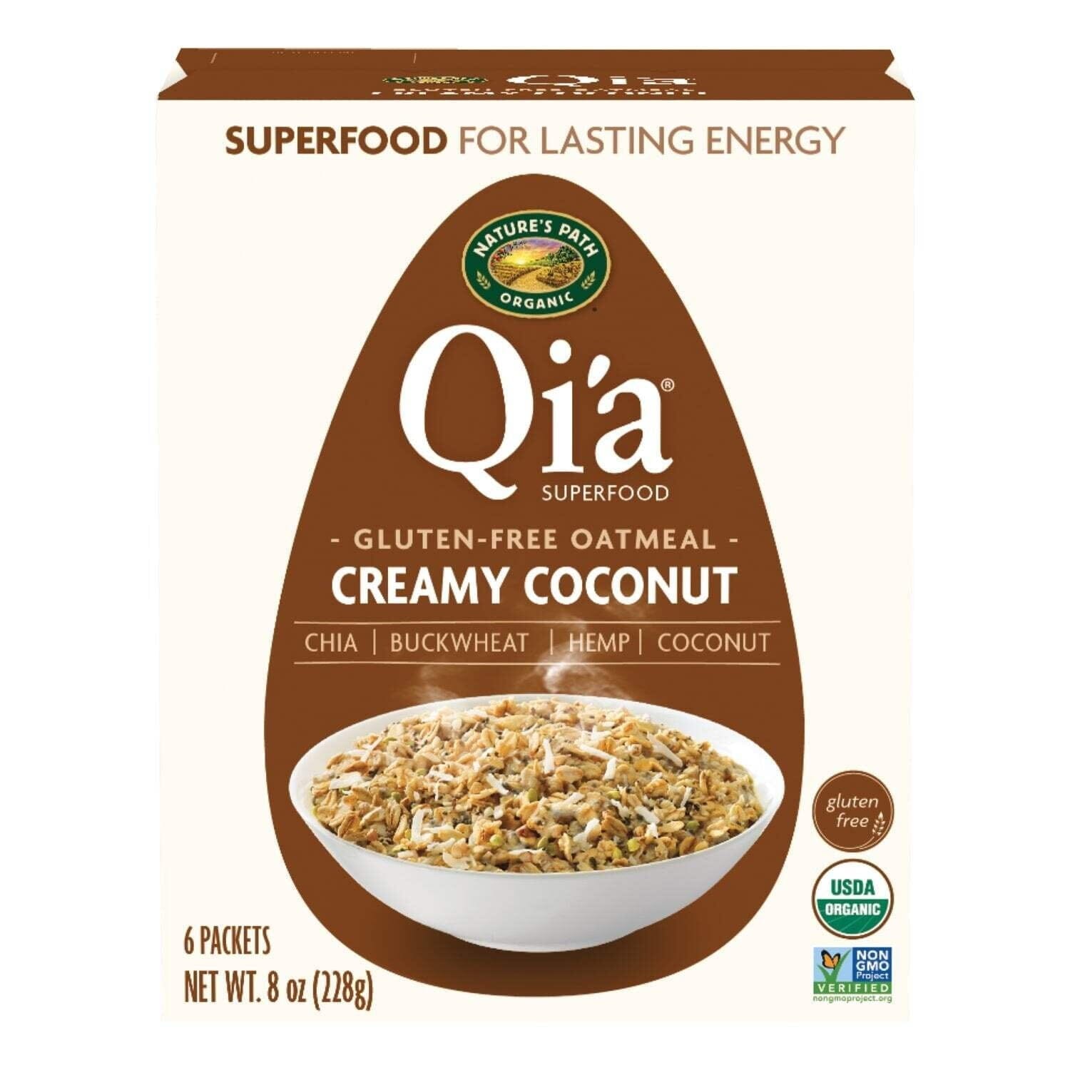 Nature's Path Organic Qi'a Creamy Coconut Instant Oatmeal, 8 Ounce, Case of 6 Nature's Path 