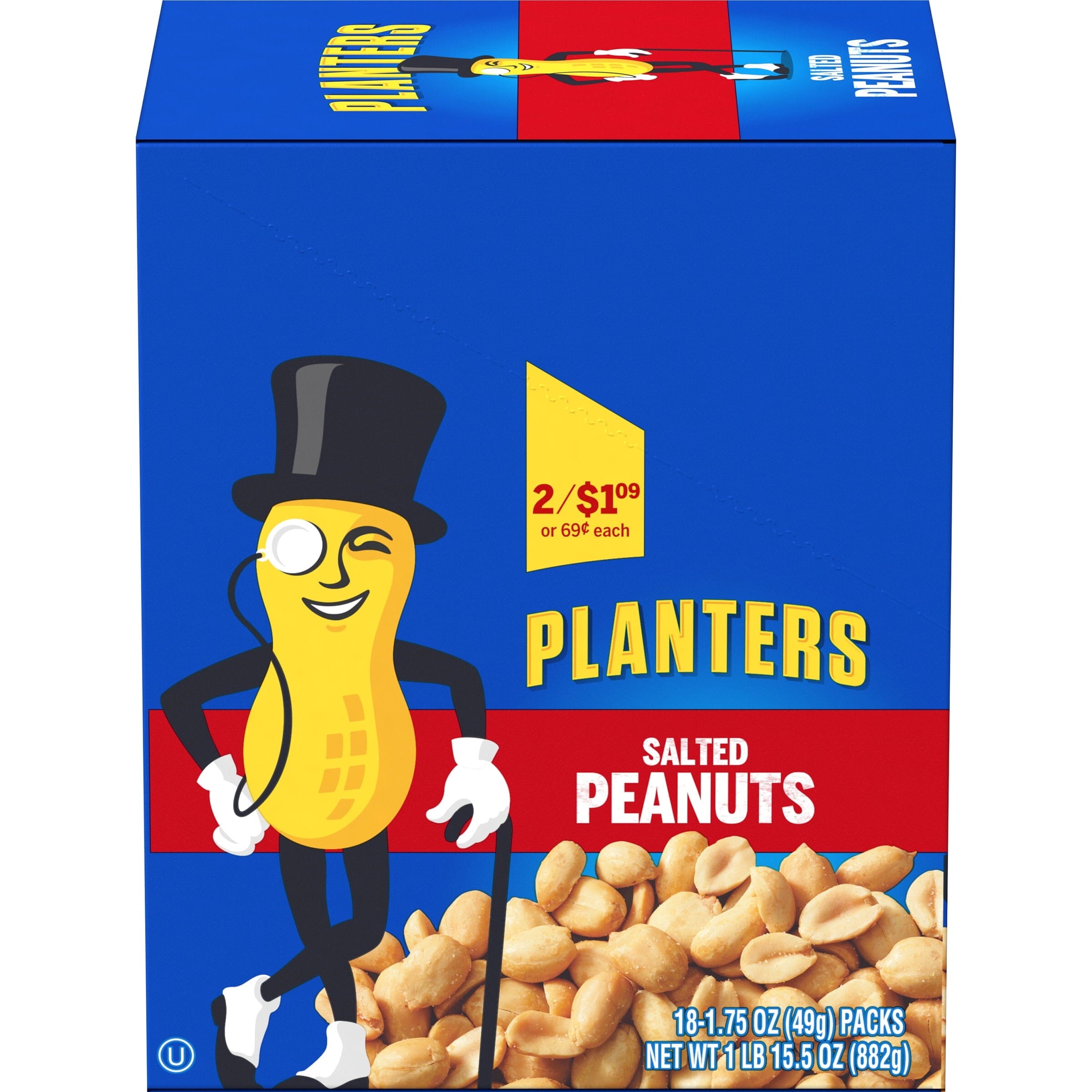 Planters Salted Peanuts, 18 ct Box, 1.75 oz Packs PLANTERS 