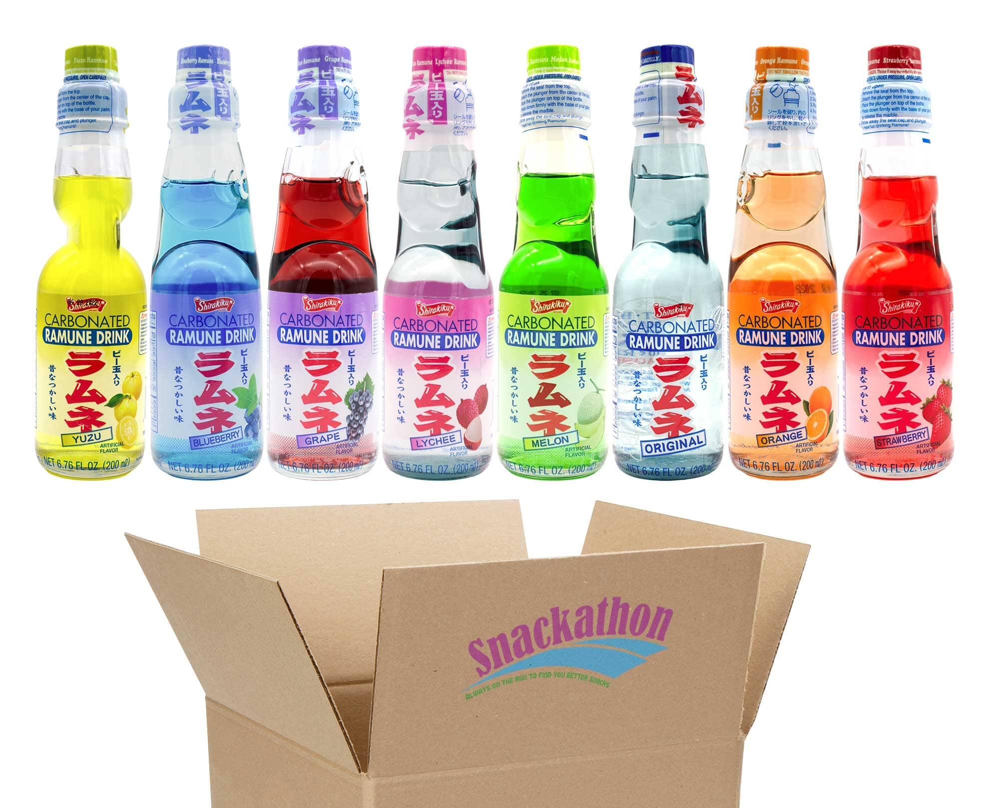 Ramune Japanese Soda, Variety Pack (8 Flavors) Snackathon 