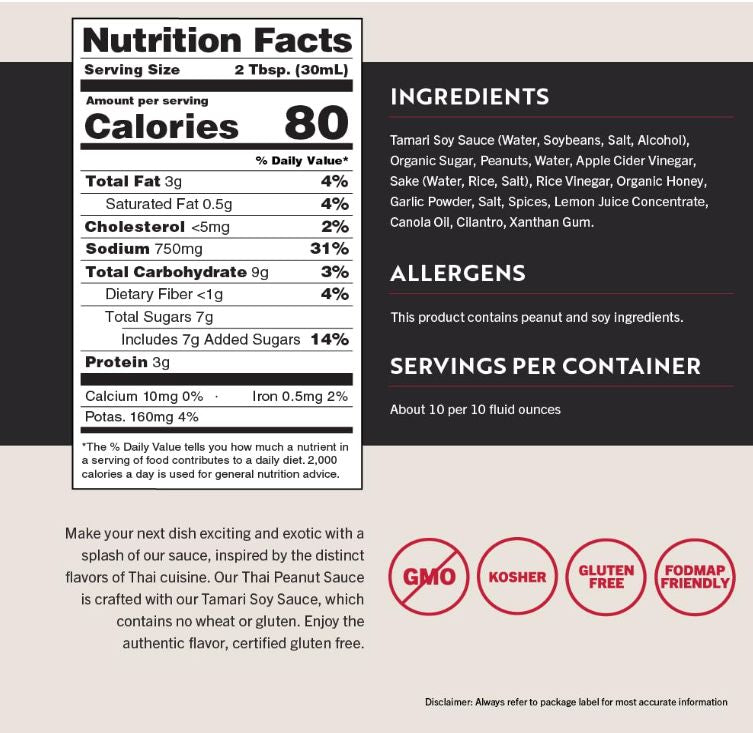 San-J Gluten Free Thai Peanut Sauce Sauce, 10 Oz San-J 