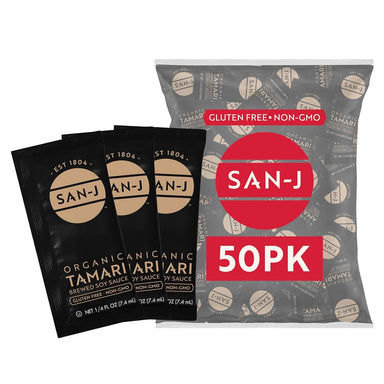 San J Organic Tamari Soy Sauce Gluten Free Non-GMO Gold Label Travel Packs, 0.25 Ounce Package. 200-Count San-J 200 Count 