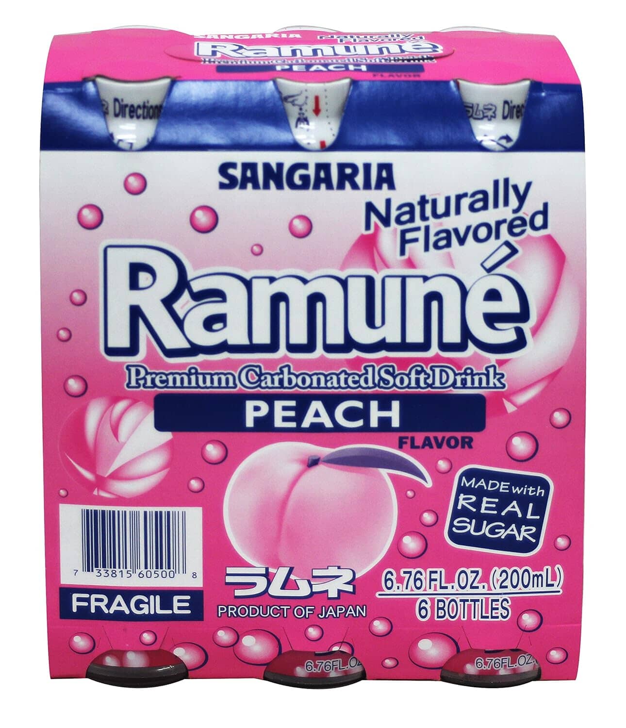 Sangaria Ramune Japanese Soda, Peach Flavor Sangaria 