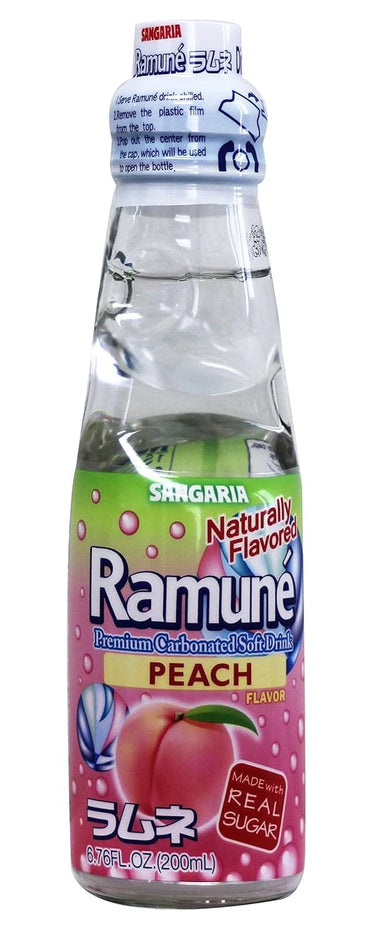 Sangaria Ramune Japanese Soda, Peach Flavor Sangaria Peach 6.76 Fluid Ounce 