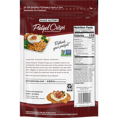 Snack Factory Pretzel Crisps Crackers, Honey Mustard & Onion, 7.2 Ounce (EXP 2026-09-26) Snack Factory 
