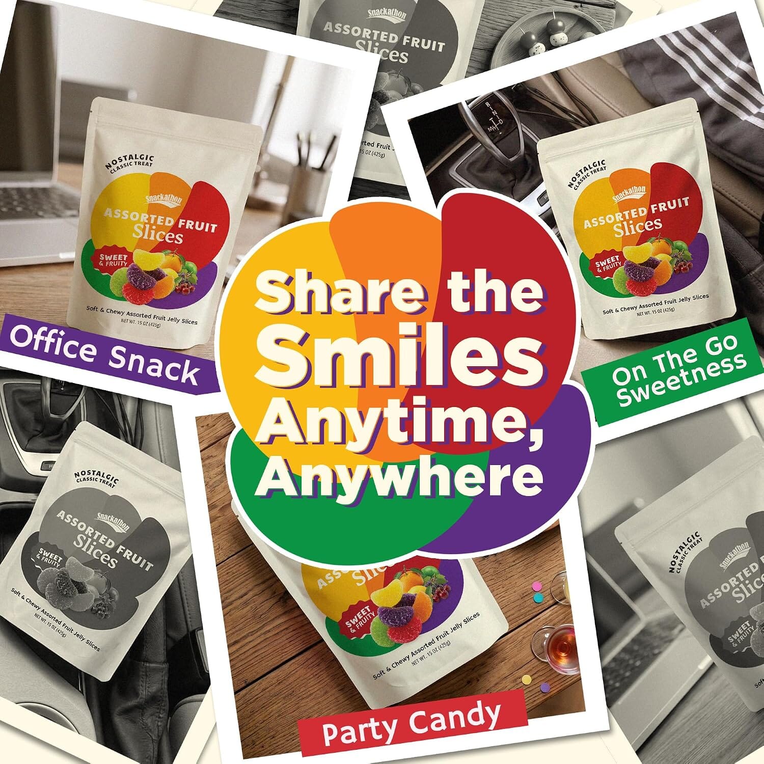 Snackathon Assorted Fruit Slices Candy, Soft & Chewy Slices Snackathon 