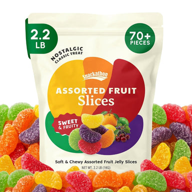 Snackathon Assorted Fruit Slices Candy, Soft & Chewy Slices Snackathon Fruit Slices 2.2 Pound 
