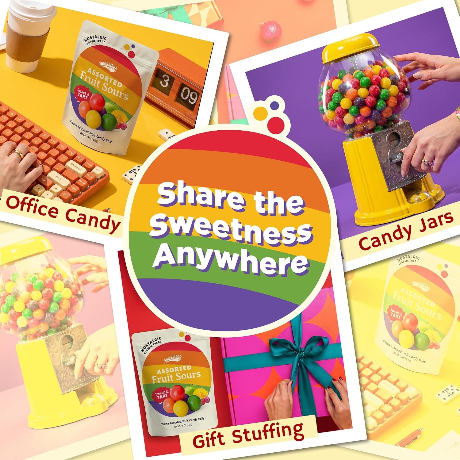 Snackathon Assorted Fruit Sours Candy, Resealable Bag Snackathon 