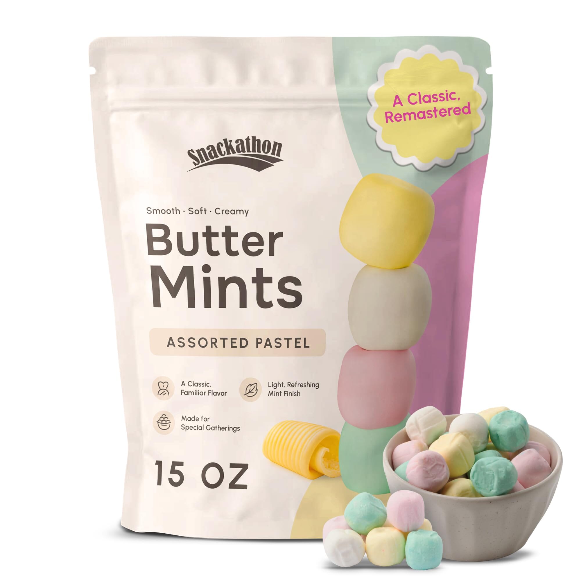 Snackathon Assorted Pastel Buttermints Snackathon Foods 15 Ounce 