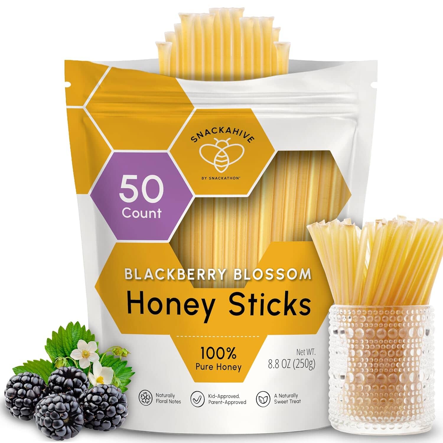 Snackathon Blackberry Blossom Honey Sticks Snackathon 50 Count 