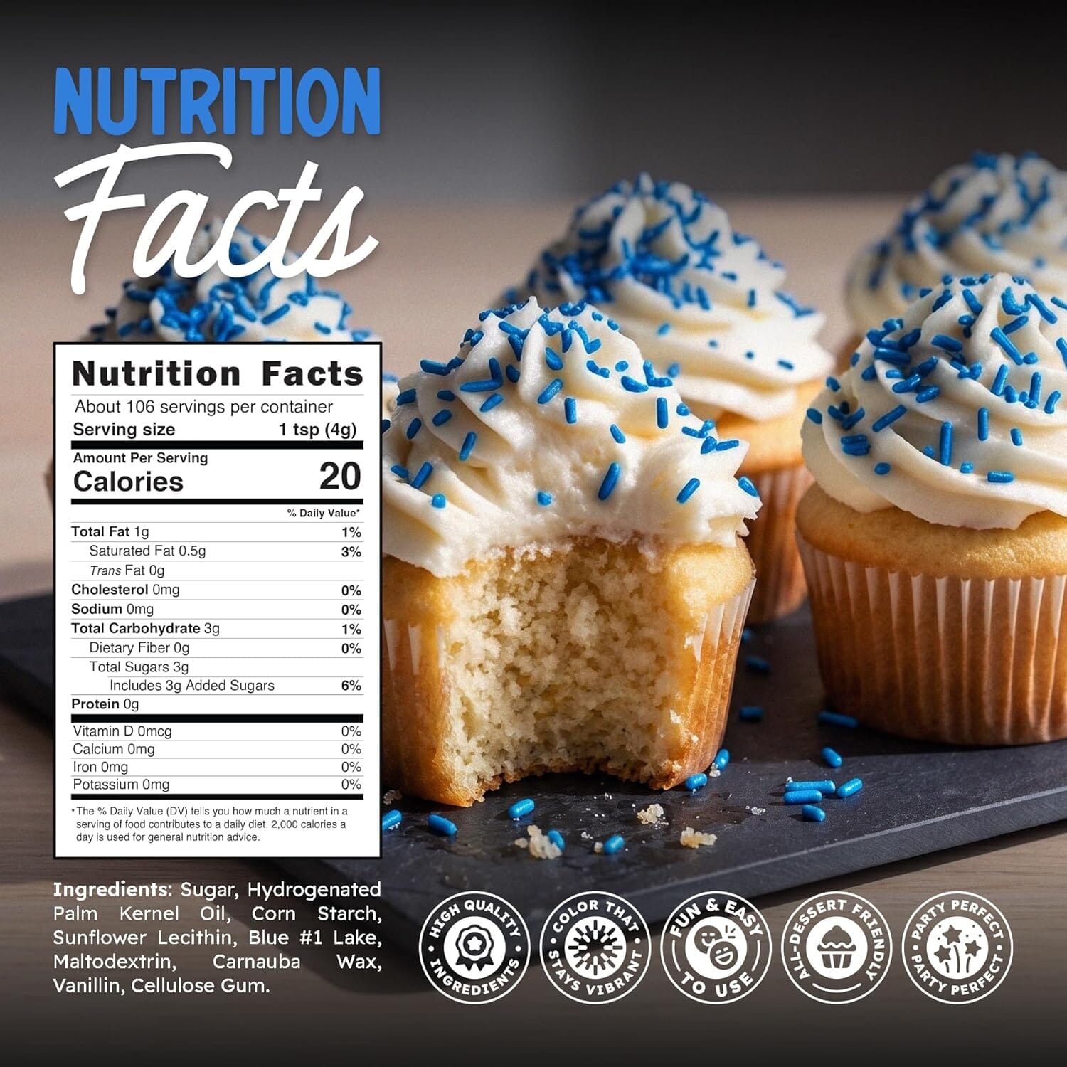 Snackathon Blue Sprinkles (Jimmies), 15 oz Resealable Pouch Snackathon 