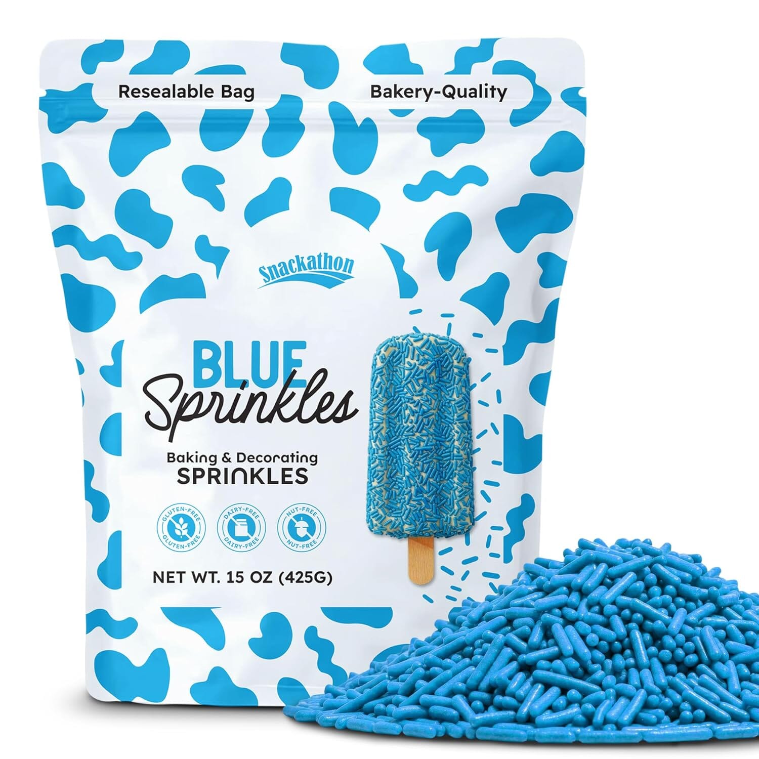 Snackathon Blue Sprinkles (Jimmies), 15 oz Resealable Pouch Snackathon 