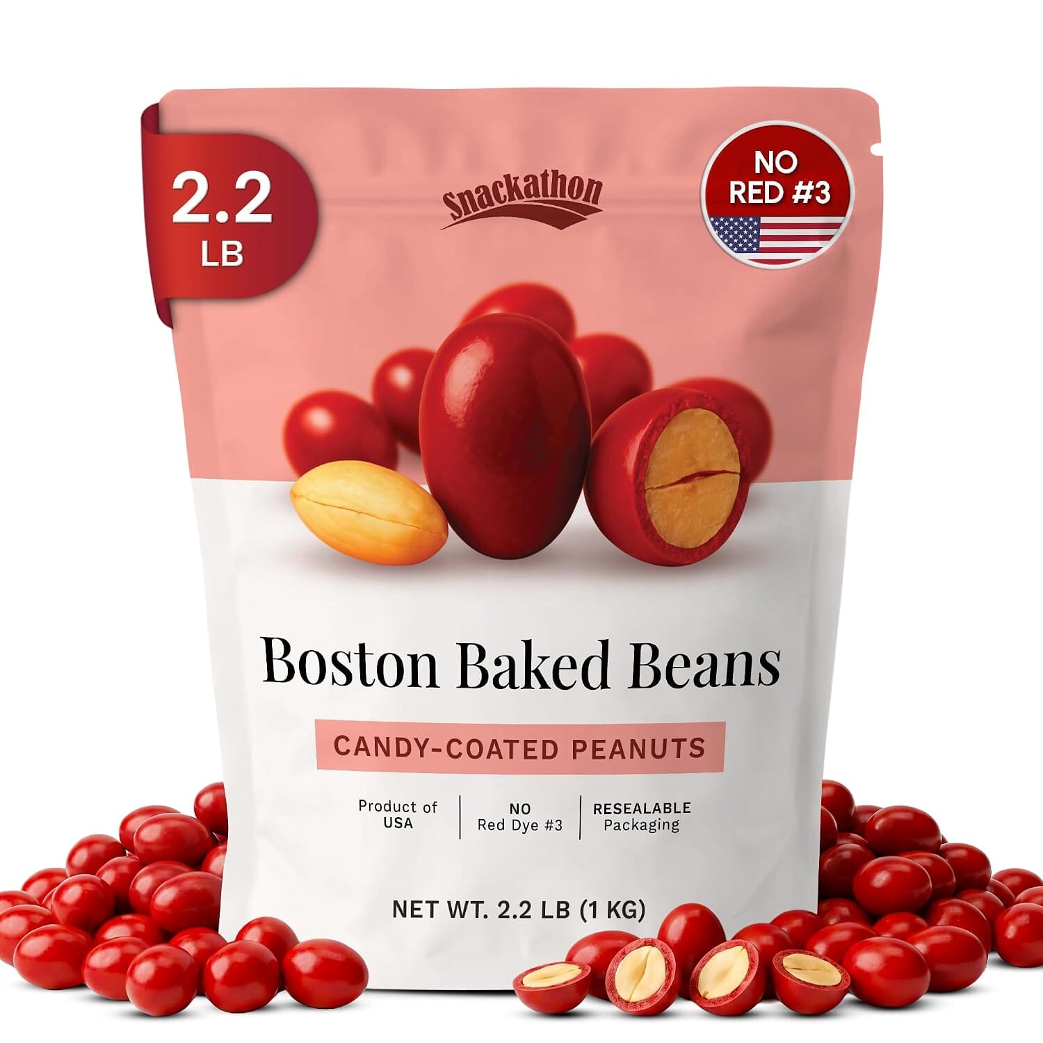 Snackathon Boston Baked Beans Candy, Candy-Coated Roasted Peanuts Snackathon Boston Baked Beans 2.2 Pound 