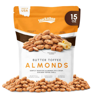 Snackathon Butter Toffee Almonds, Resealable Bag Snackathon 15 Ounce 