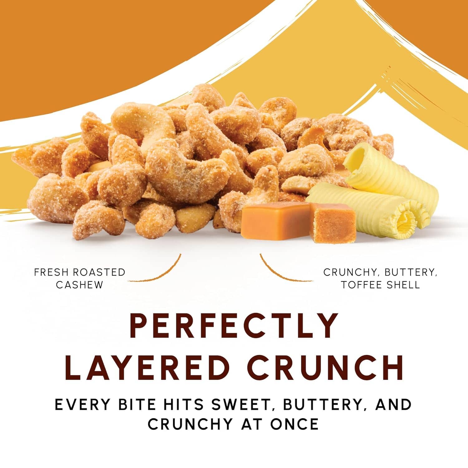 Snackathon Butter Toffee Cashews, Resealable Bag Snackathon Foods 