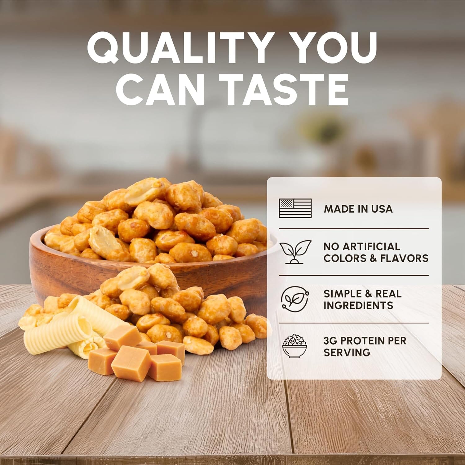 Snackathon Butter Toffee Peanuts, Sweet & Salty Gourmet Candied Nuts – 15 oz Resealable Bag Snackathon Foods 