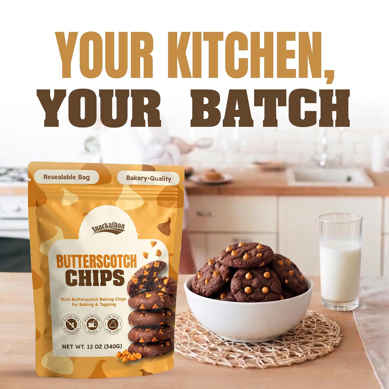 Snackathon Butterscotch Baking Chips, Gluten Free Dessert Topping Snackathon 