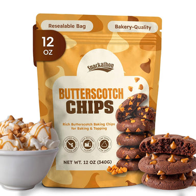 Snackathon Butterscotch Baking Chips, Gluten Free Dessert Topping Snackathon Butterscotch Chips 12 Ounce 