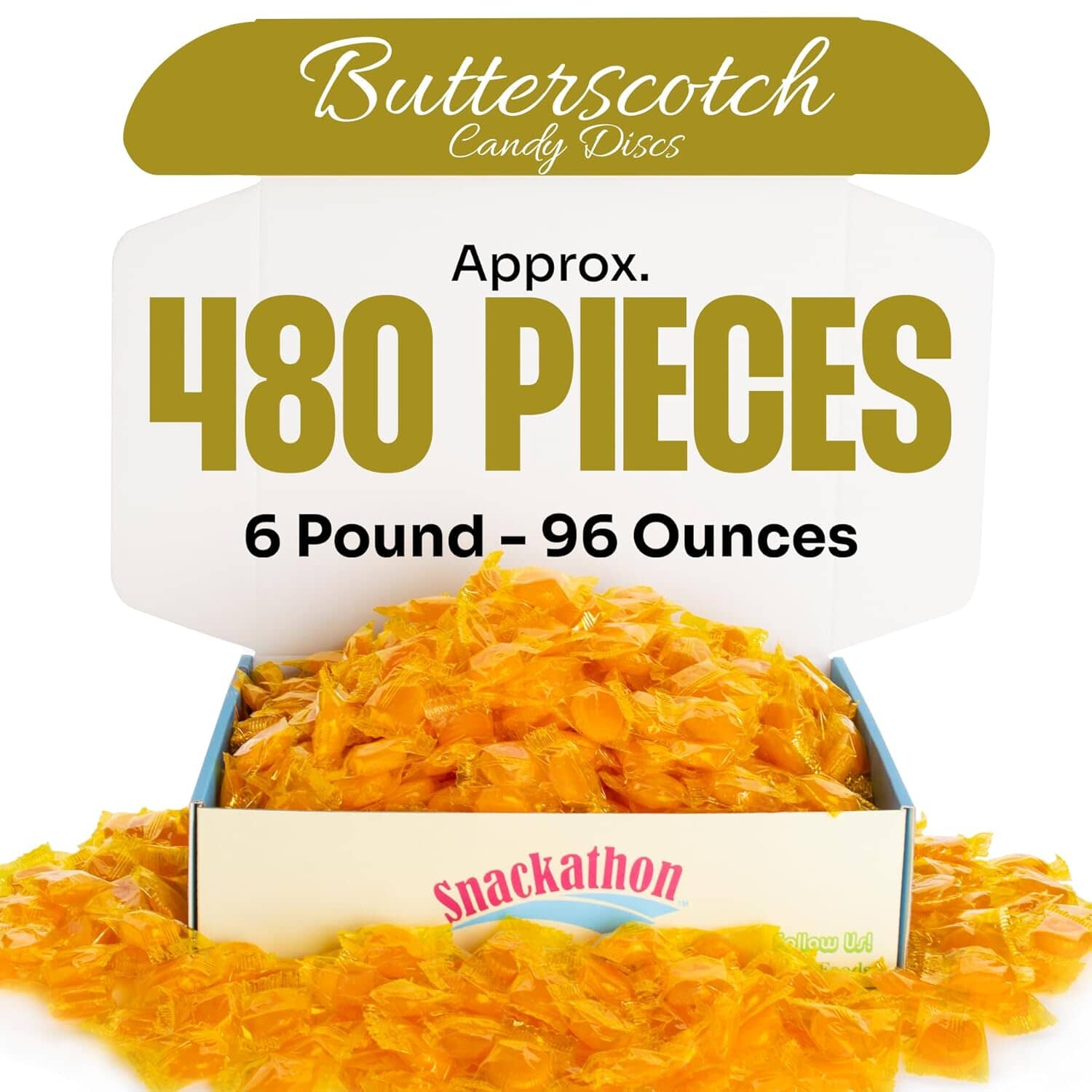 Snackathon Butterscotch Candy Discs, Individually Wrapped Snackathon 6 Pound 