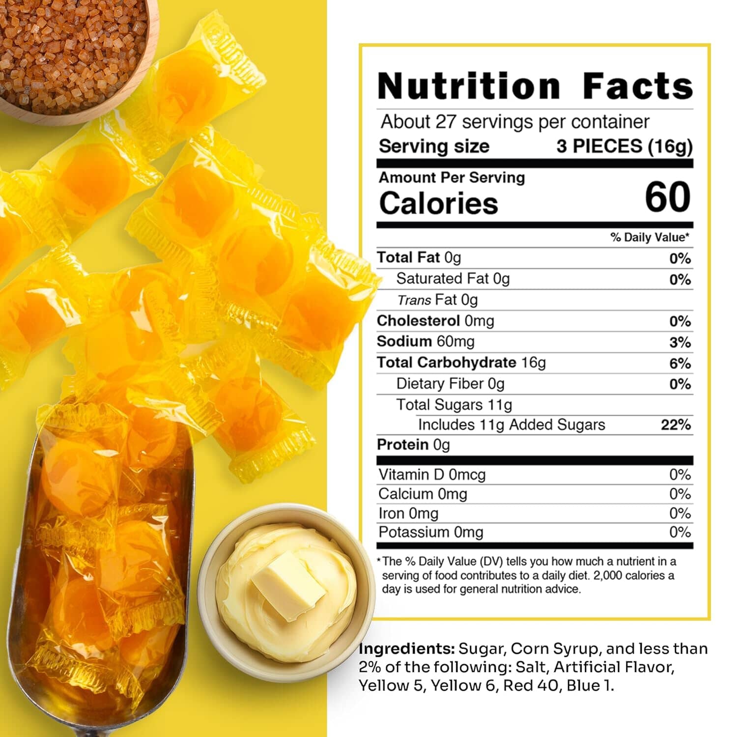 Snackathon Butterscotch Hard Discs Candy – Individually Wrapped Bulk Bags, 2 Pound Snackathon 